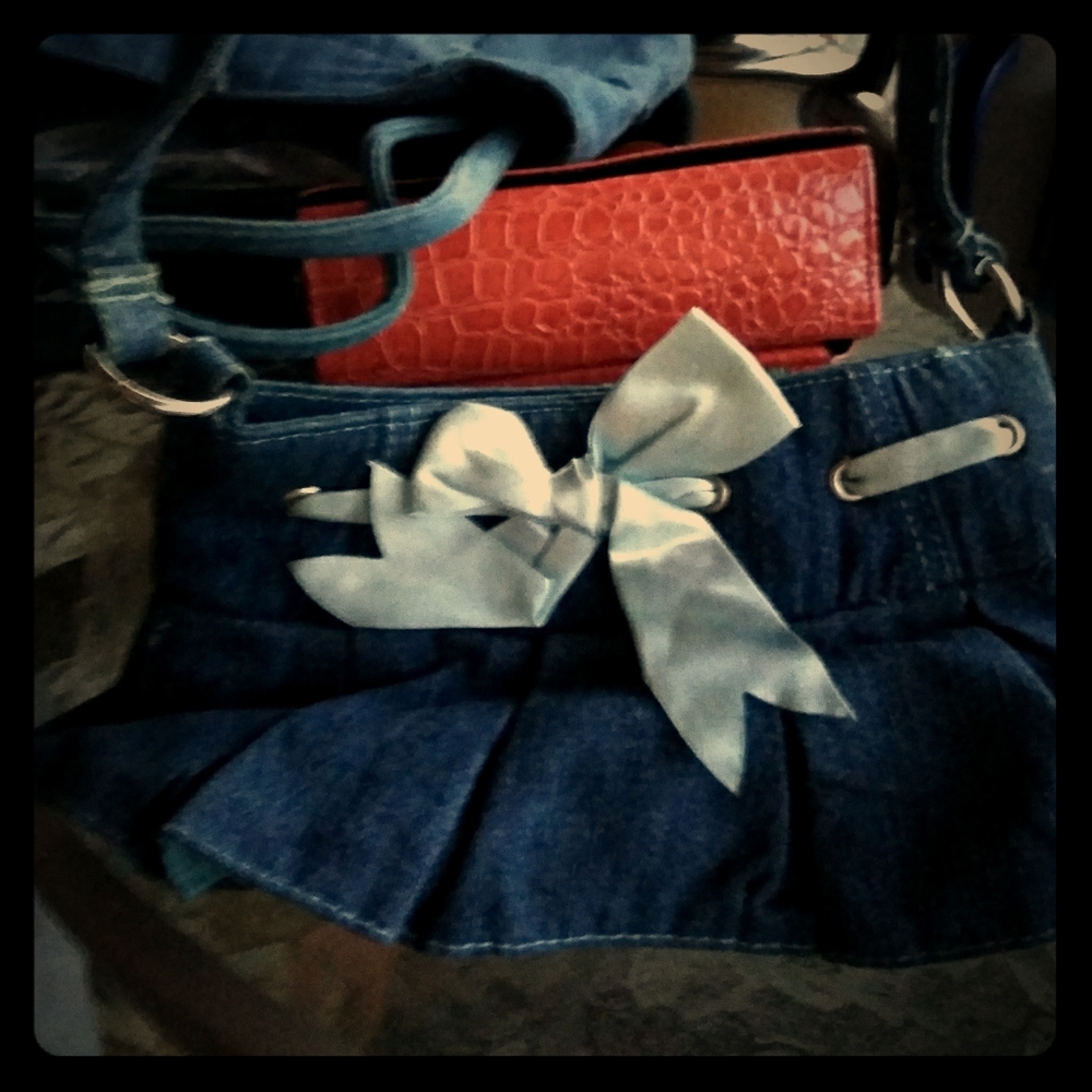 New! Super cute jean mini skirt purse!